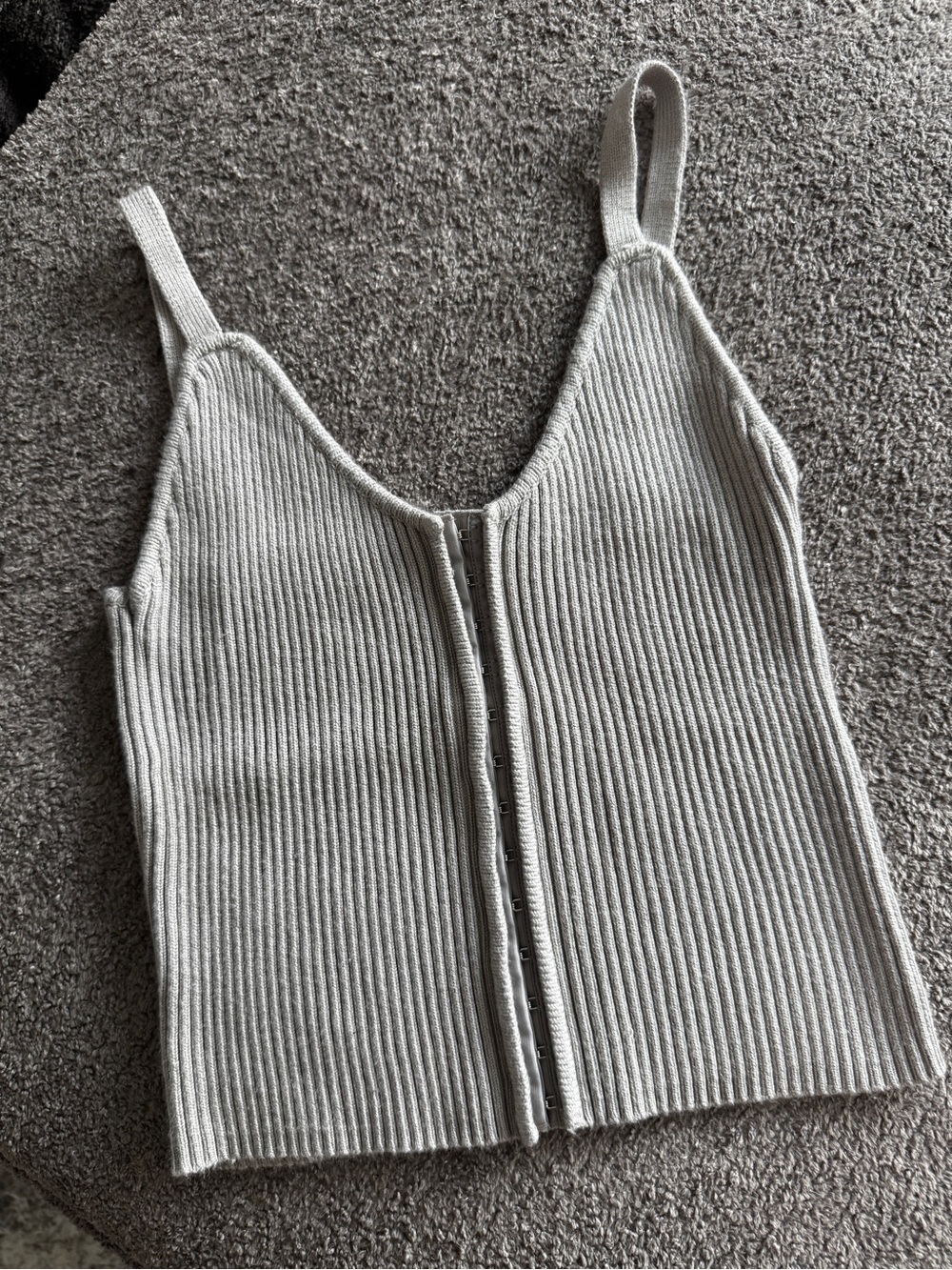 Zara Ribbed Corset Top - Light Gray